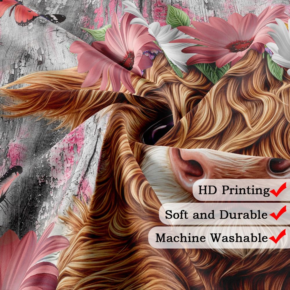 Funny Highland Cow Shower Curtain - Farmhouse Decor -4