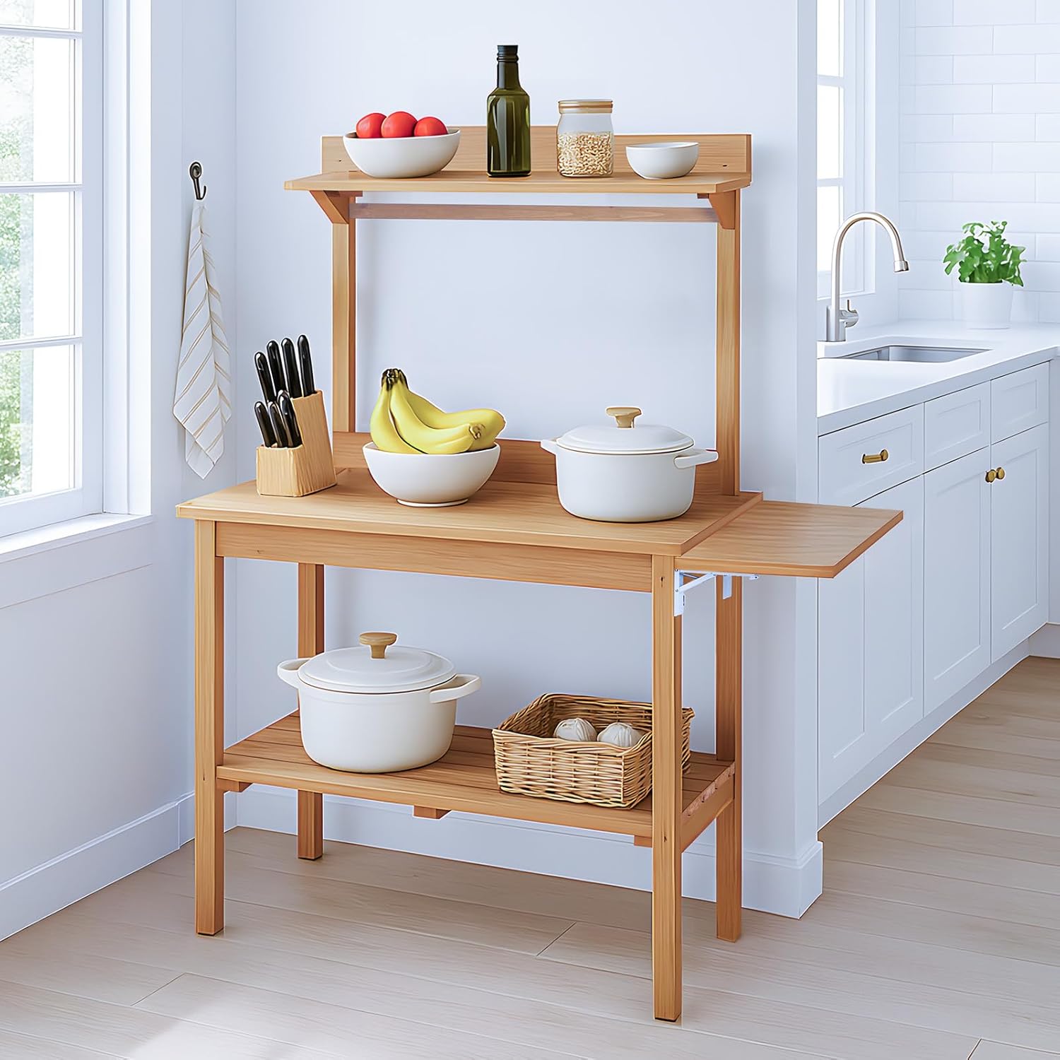 Garden Potting Bench Table, Potting Bench Outdoor Workstation with Folding Pallet, Potting Table for Outdoor, Deck, Balcony,Garden Table Work Station, Outdoor Potting Table, 115 x 45.5 x 130CM