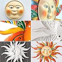 Vista 5 de Decoración de pared de sol de metal, 17.3 pulgadas, esculturas de jardín, estatuas, decoración de pared para interiores y exteriores, habitación