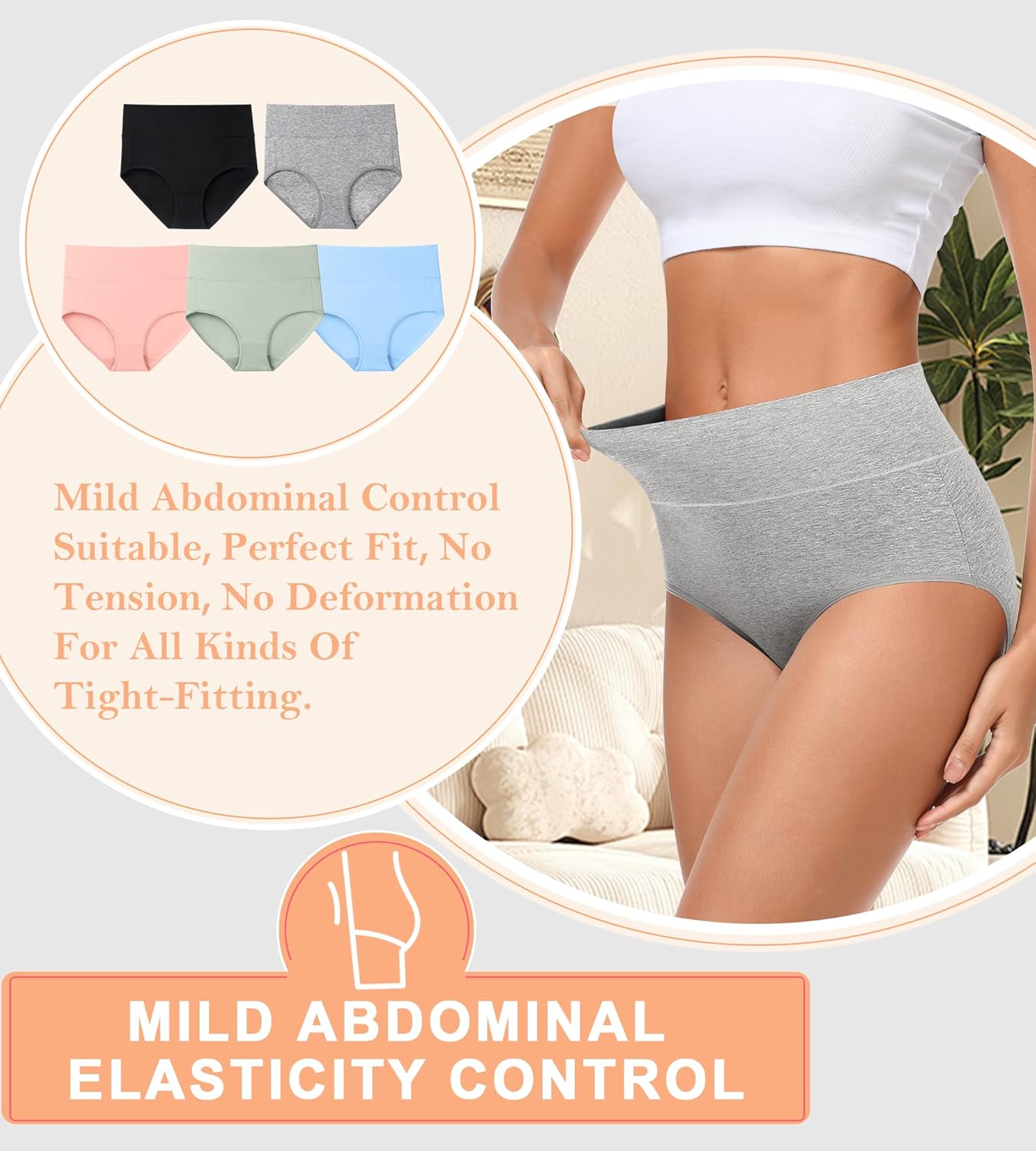 MISSWHO Cotton High Waisted Women Underwear Soft Briefs Full Coverage Comfy Ladies Panties (Regular & Plus Size) - Image 3