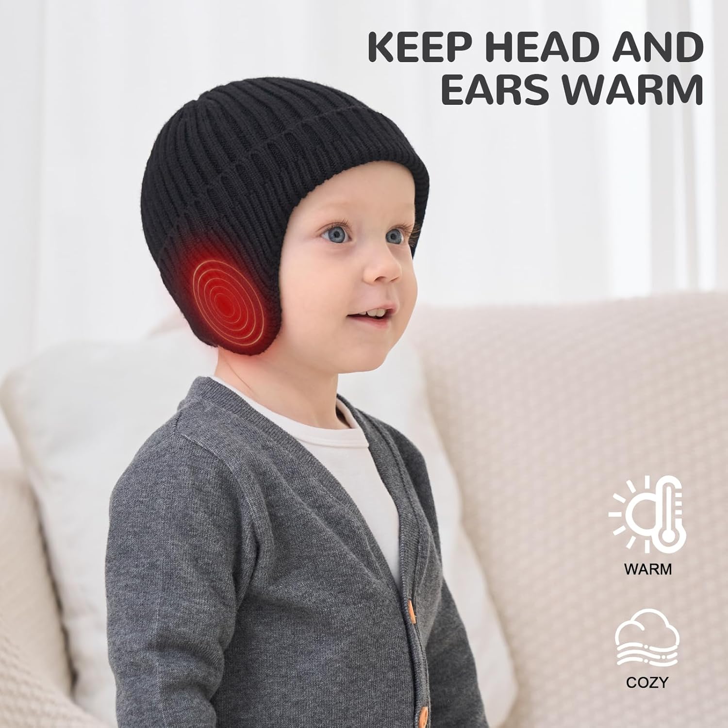 POXIMI Baby Boy Winter Hat Toddler Warm Beanie Girl Knit Hats with Earflap Kid Cute Earmuffs - Image 5
