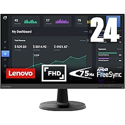 Lenovo D24-45 - Monitor 24" FullHD (VA, 75Hz, 4ms, HDMI, VGA, Cable HDMI, FreeSync) Ajuste de inclinación - Negro