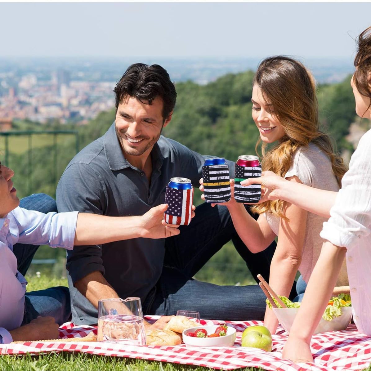 4pcs Ml Neoprene Can Sleeve Flag Pattern for Bottles and Cups