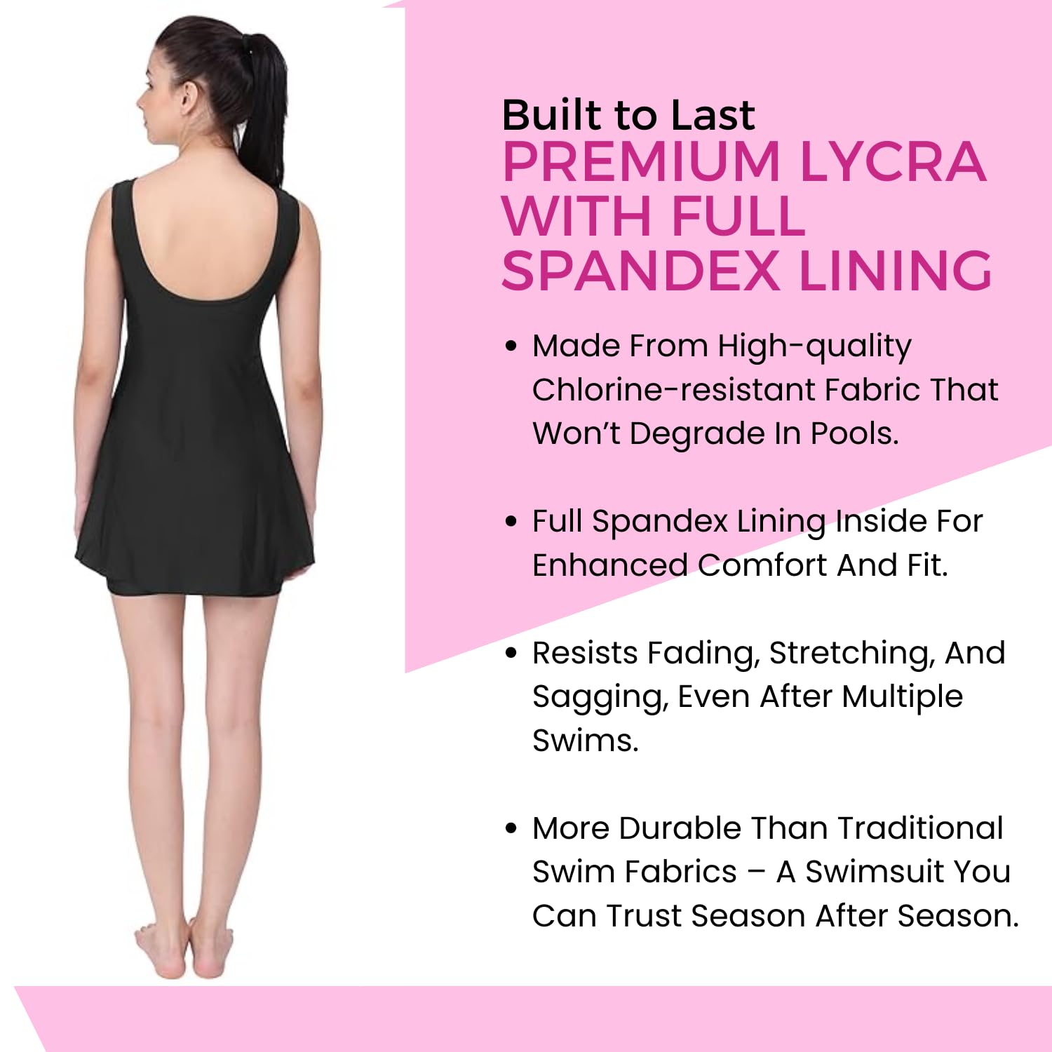 FILMAX® Originals Swimming Costume for Women's One-Piece Beach Wear Sleeveless with Skirted Boy Legs Jammer Swim Dress (Purple-Black_4XL) 2
