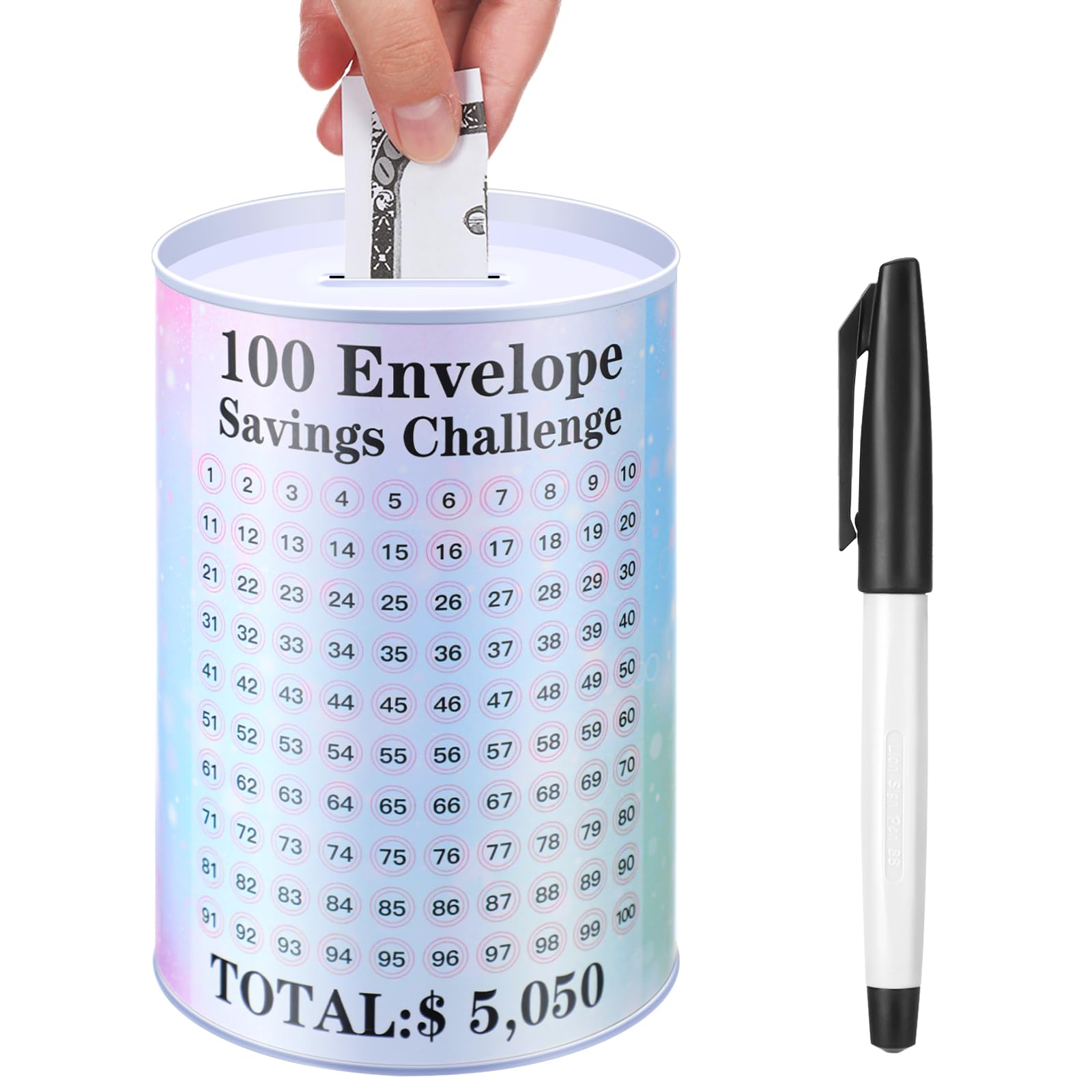 まる　100Days Saving Challenge Box　ハートクマ Amazon.com: Piggy Bank for Adults 100 Days Envelope Saving