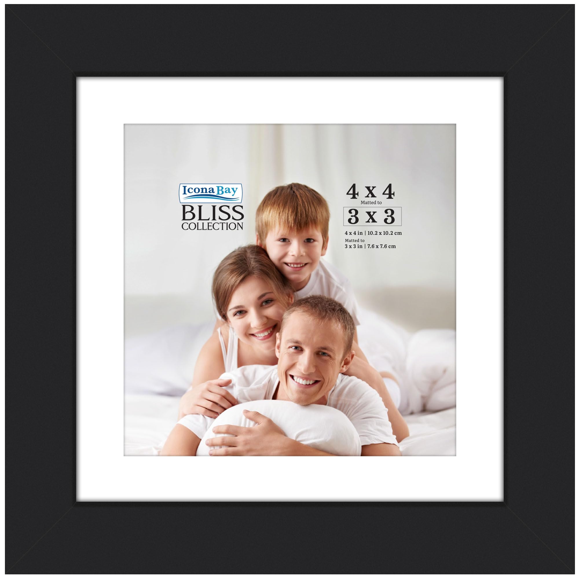Icona Bay - Picture frame 10x10 cm in black with removable mount for 7.5x7.5 cm photo - Modern frame made of wood - For table or wall mounting - Bliss Collection โ image 1