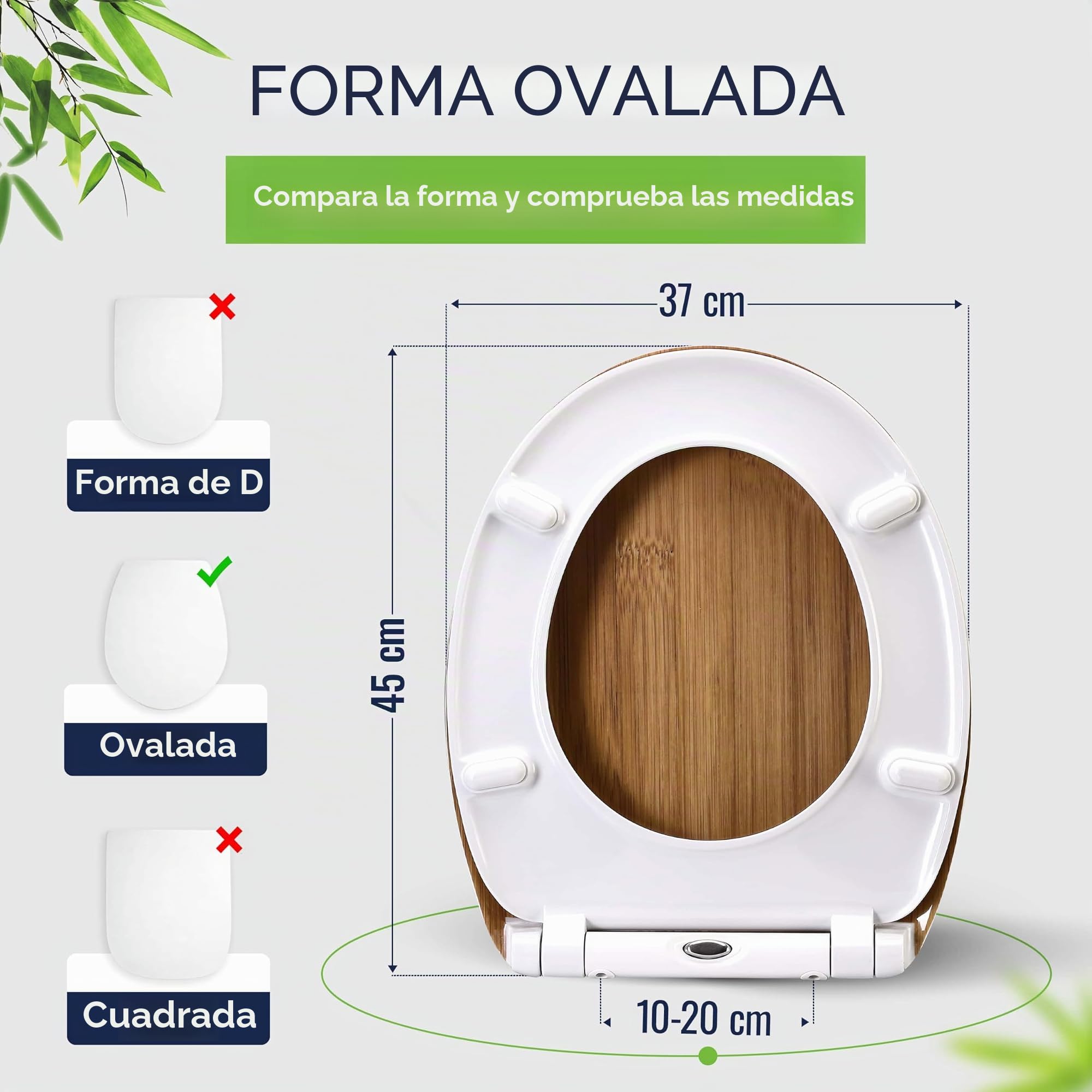 Casaria Asiento de Inodoro Bambú 45x37x4cm Duroplast 200kg Antibacteriano Tapa de Baño Toilette WC