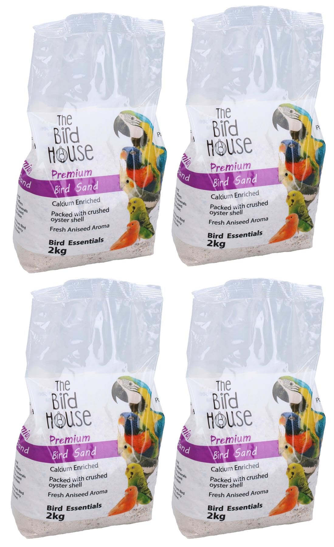 AB Tools 4PK 2kg Premium Parrot Bird Sand Calcium & Minerals Aid Digestion Cage Litter