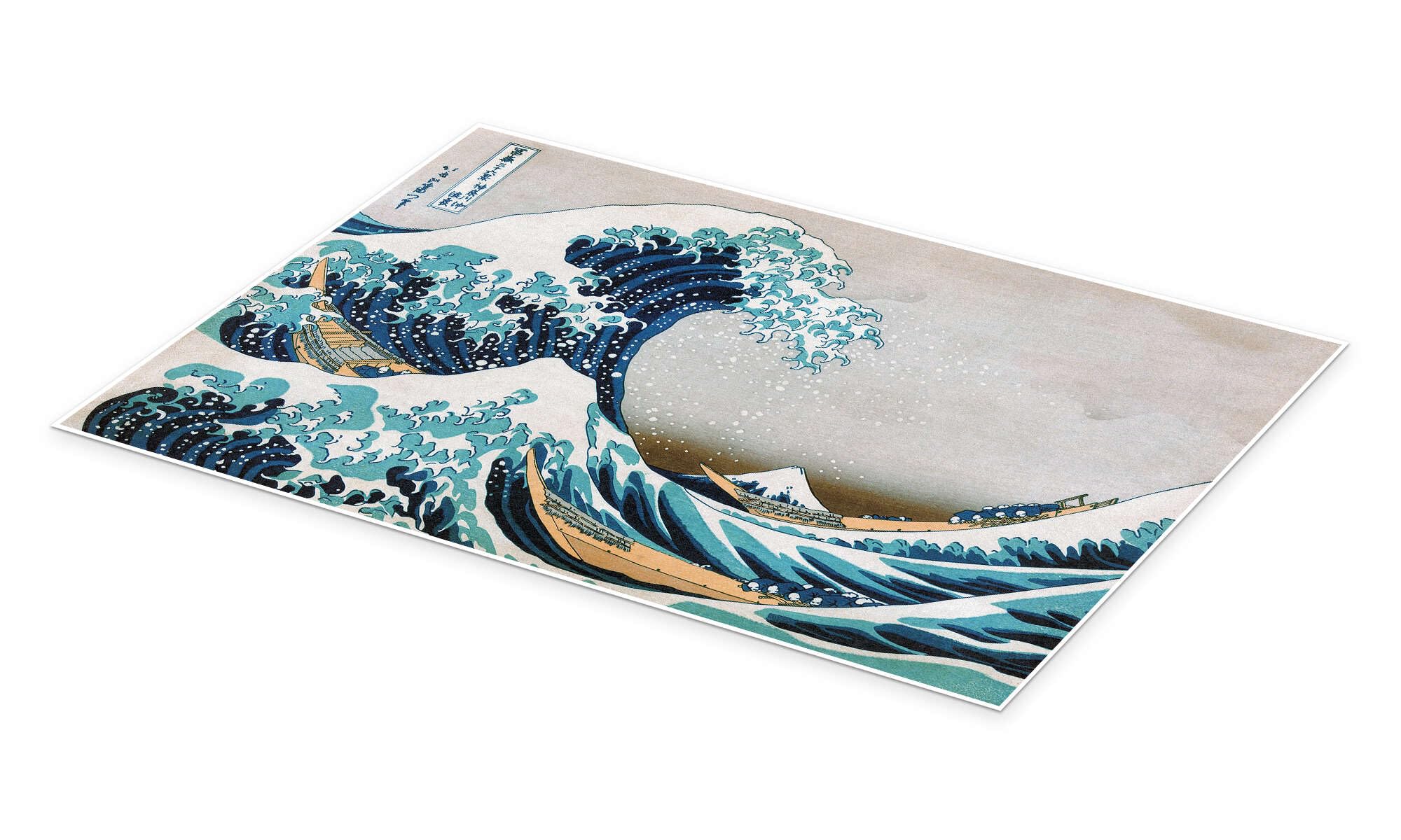 Posterlounge La grande onda di Kanagawa III Poster | 150 x 100 cm di Katsushika Hokusai Blu Quadri Decorazione per pareti