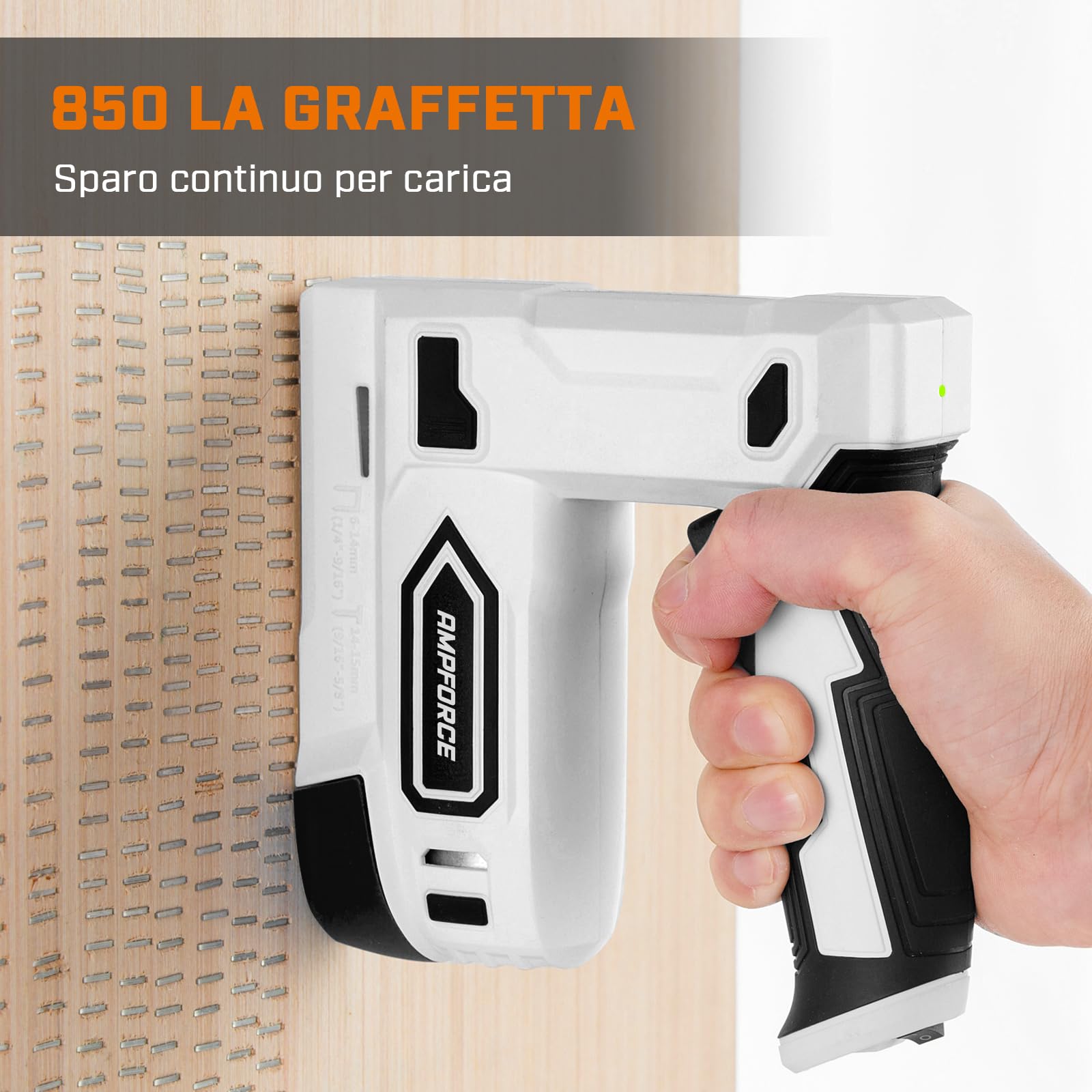 Graffettatrice Elettrica 2-in-1 Wireless 4V a Ioni di Litio con USB-C, Include Graffe e Chiodini per Tappezzeria, Riparazione Mobili, Moquette e Fai-da-Te Casa