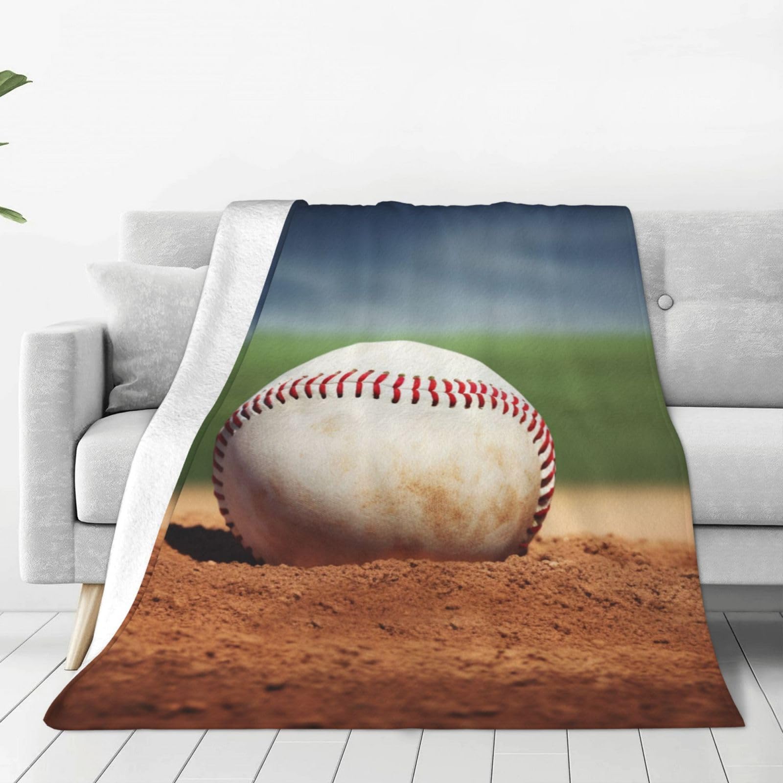 KLOPH Baseball Throw Blanket 40"x30" Flannel Fluffy Warm Blanket for Couch, Reversible Plush Blankets for Bed, Comfy Fuzzy Blanket for Sofa, Plush Lightweight-Blankets for All Season