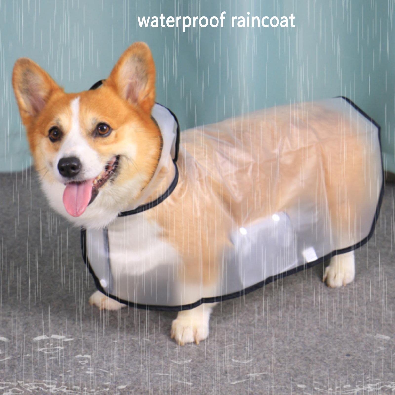 Hund Regenmantel wasserdichte Hundemanteljacke, Hunderegenmäntel, klein, mit Kapuze, große Rassen, Haustier-Regenumhang mit Kapuze, transparentes Design des Abschleppseillochs