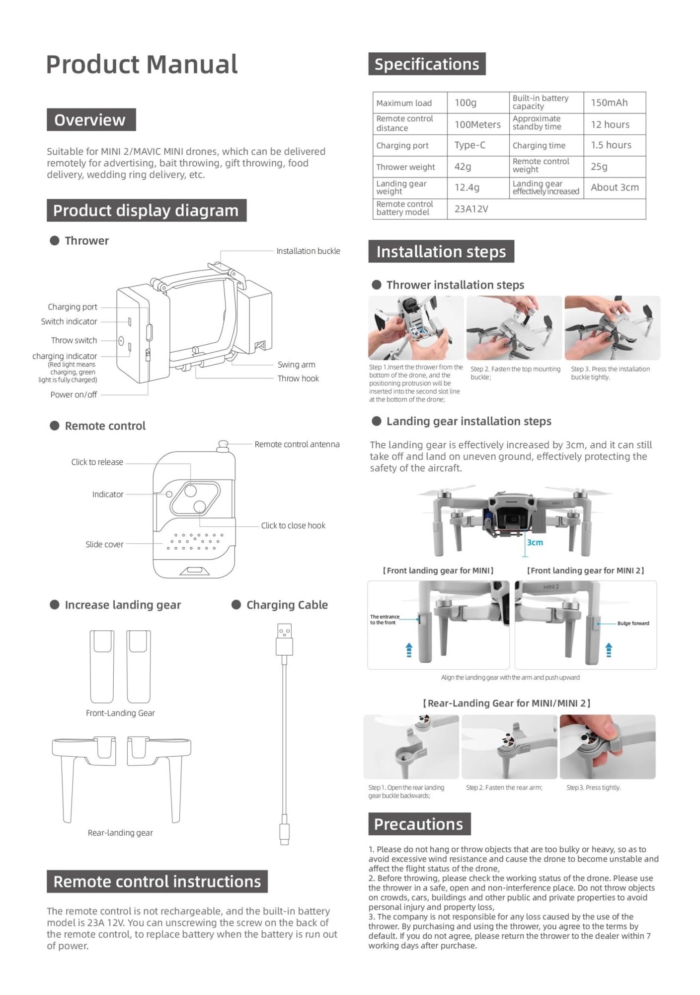 Drone Airdrop Sistema Per DJ&I Mini 4K/Mini 2/SE/Ma&vic Mini Drone Airdrop Air Drop System Lanciatore Esca da Pesca Regalo Gettare Consegna