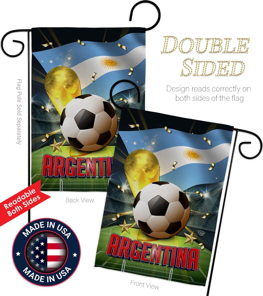 World Cup Argentina Garden Flag Set Mailbox Hanger Sports Soccer Game Goal Ball Football Entertainment Activity Physical House Banner Small Yard Gift Double-Sided, Made in USA