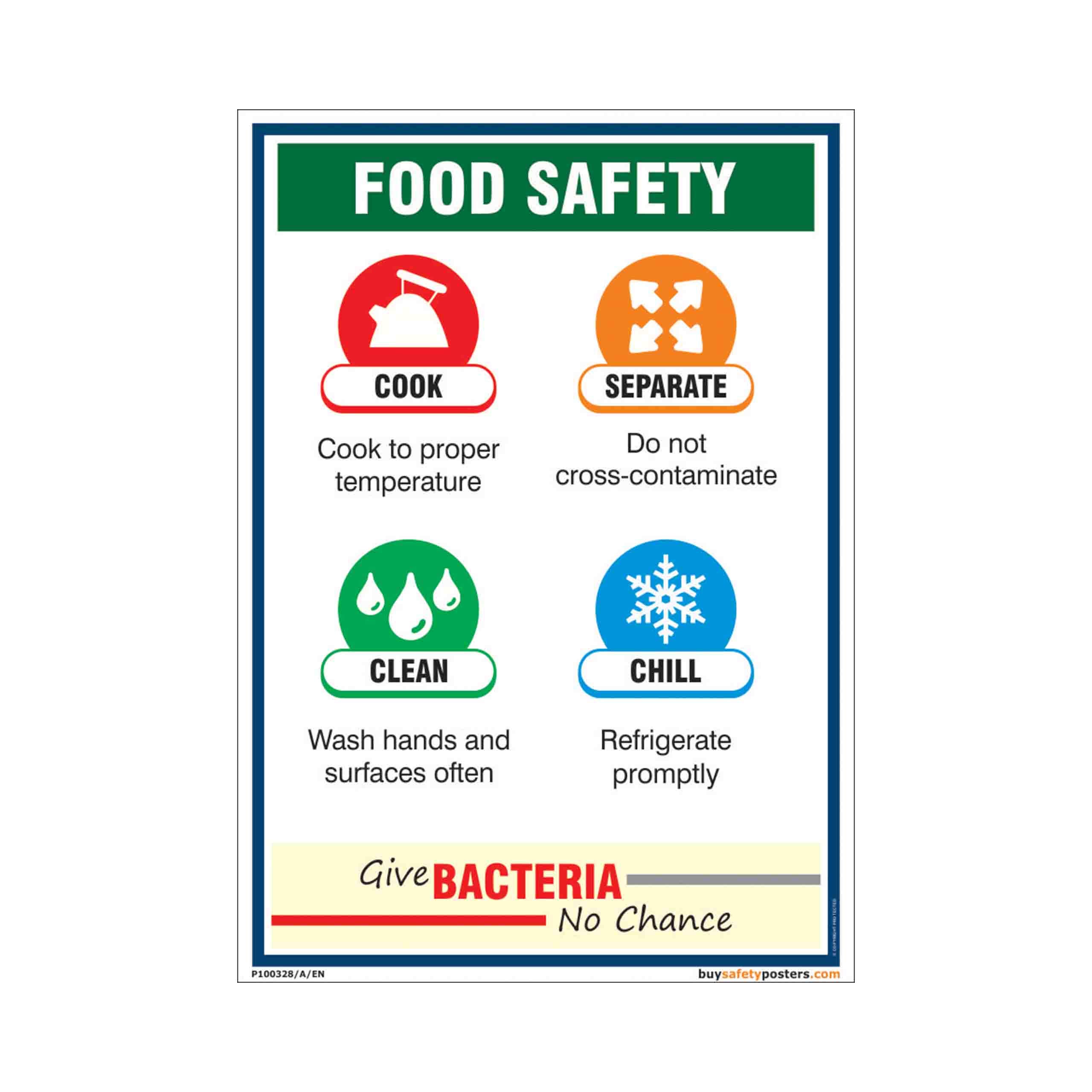 Buy Food Bacteria Safety In English PVC Sticker (A4, 8 inch X 12 inch