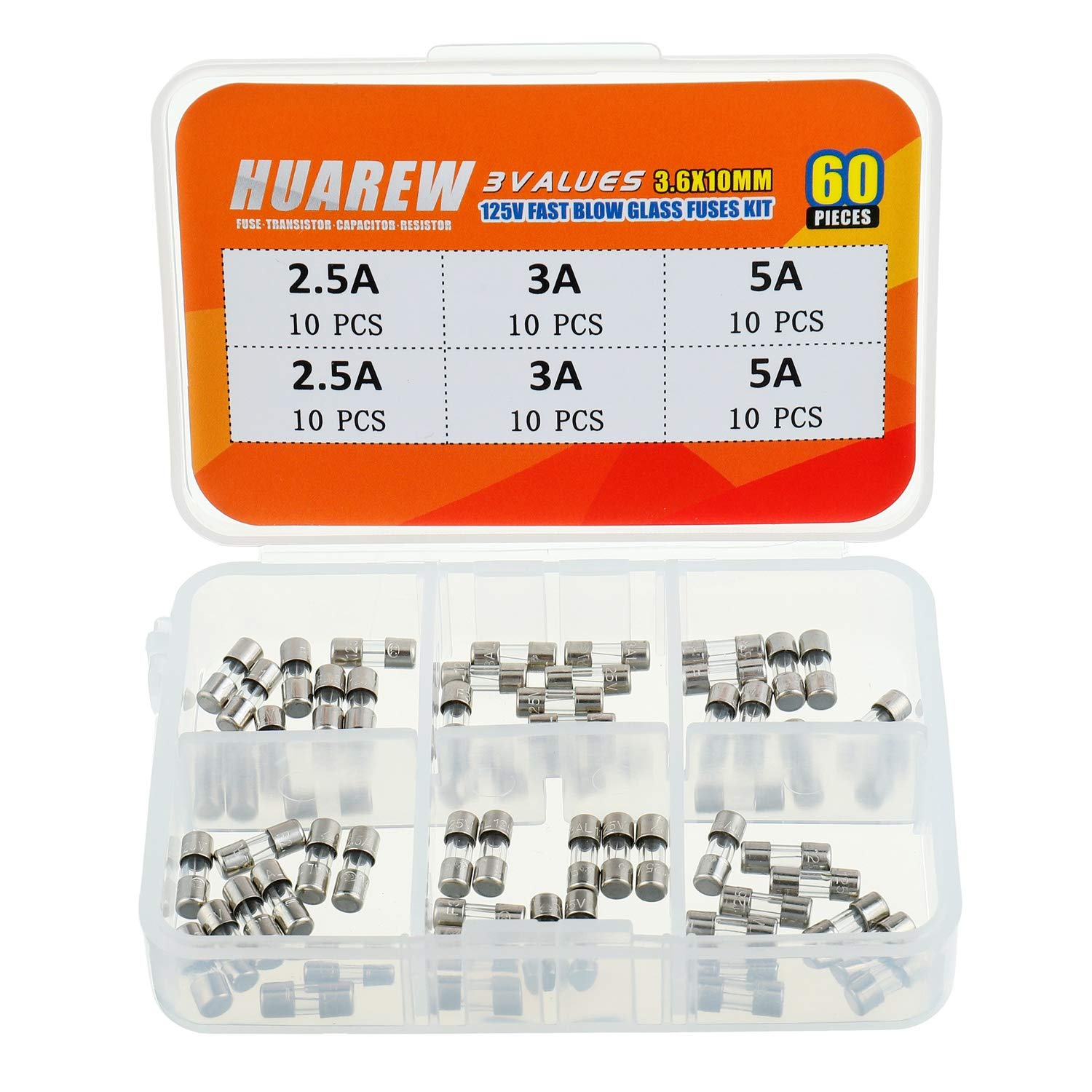 Buy HUAREW Christmas Light Fuses 0.14 x 0.39 inch / 3.6 x10 mm 125V 2