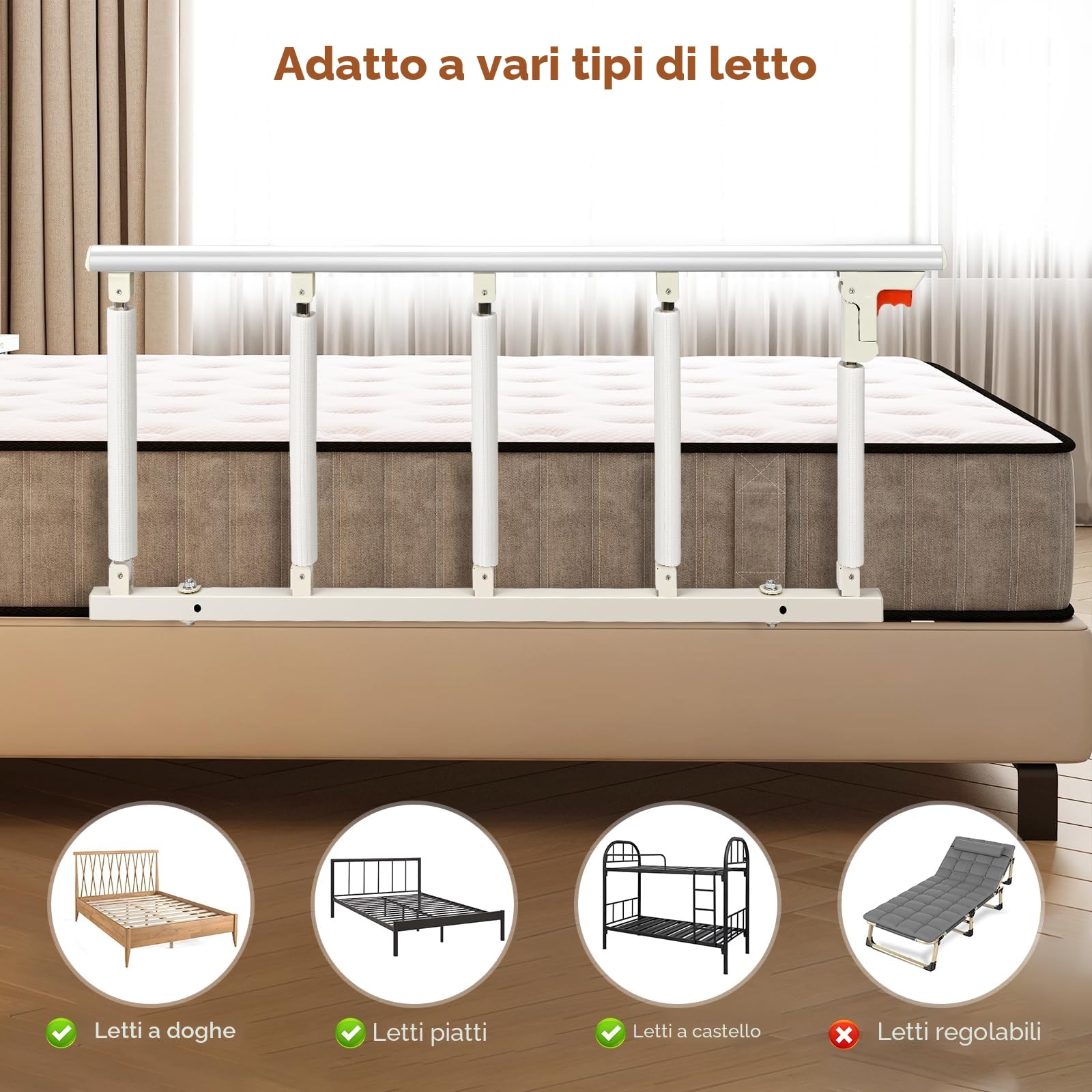 Sponde per Letto per Anziani Sicurezza per Adulti, Protezione Anticaduta per Maniglie di Sicurezza per Anziani, Fit King, Queen, Full, Twin (Assemblaggio Senza Attrezzi)
