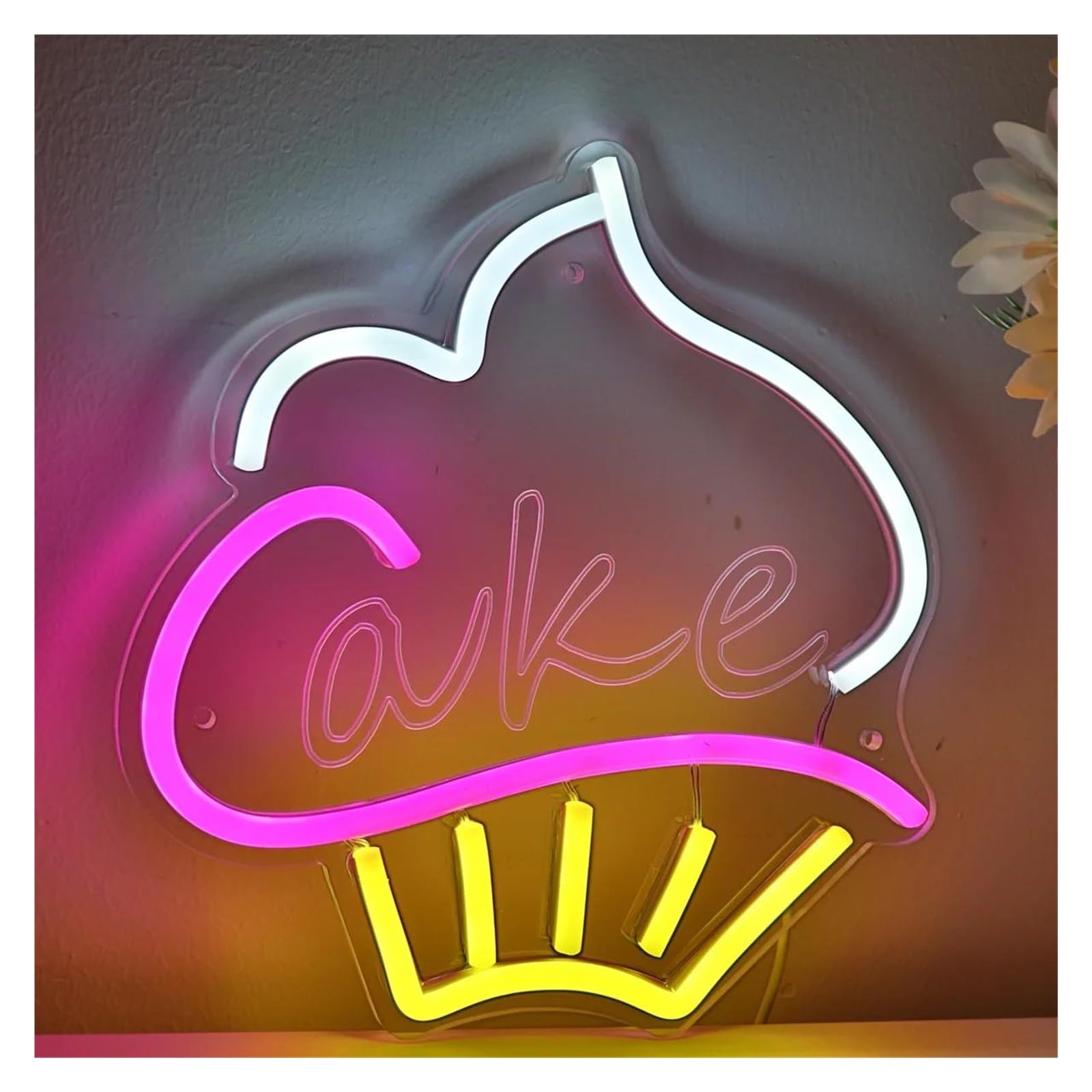 Luz de Diseño de Digital Letrero De Neón De Pared Regulable Para Cupcakes, Luz Nocturna Alimentada Por USB De 5V Para Decoración De Tienda, Club De Fiesta 22cmx22.9cm