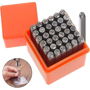 Habwea 37 Piece Punch Numbers Alphabet Set 3 mm Letter Punch Metal Punch Stamp Embossing Stamp Steel Tool