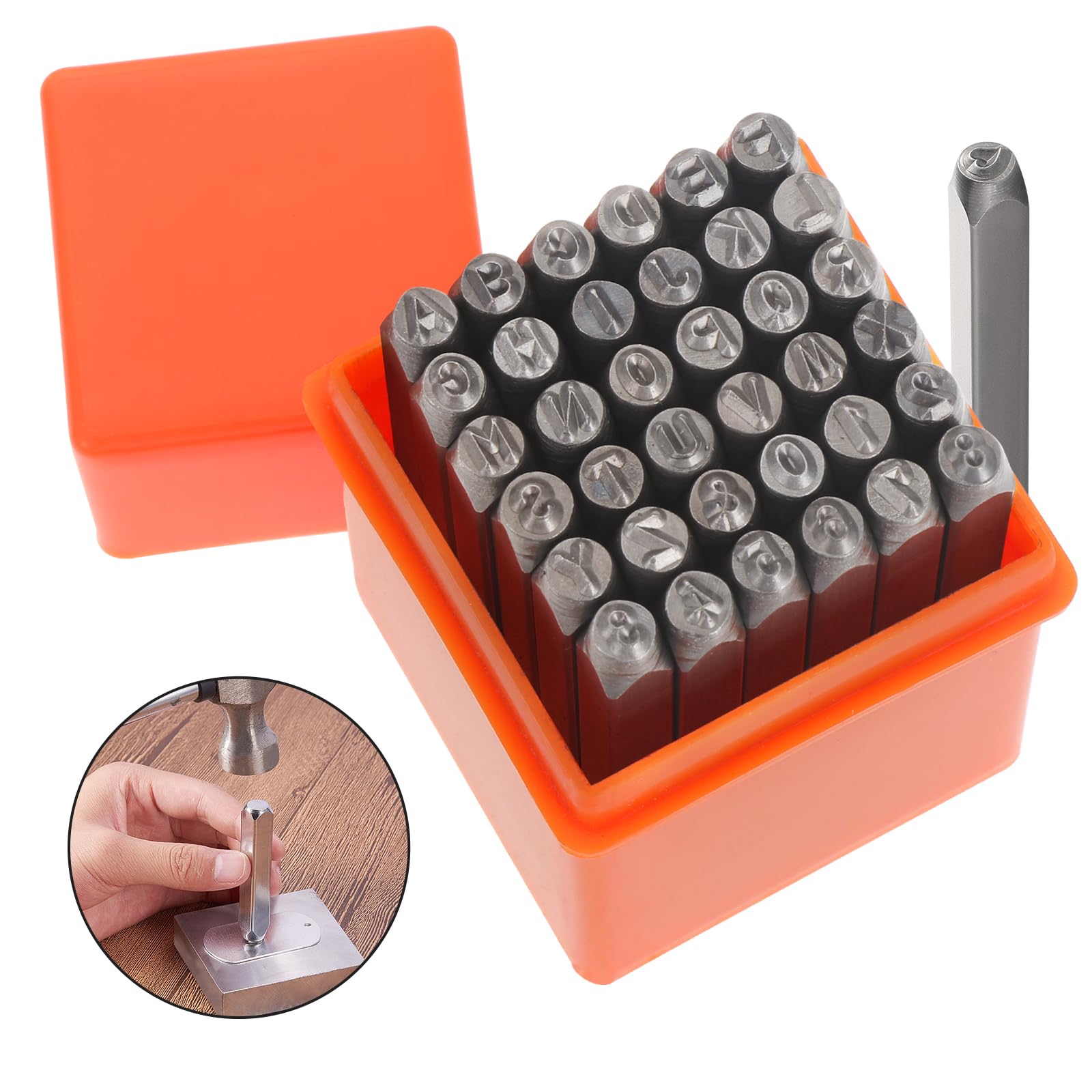 37pcs Letter Stamps Punch Set Metal Stamping Kit, A-Z & 0-9 & Heart Shape Punch for DIY Carving Embossing on Metal Wood Leather 3mm