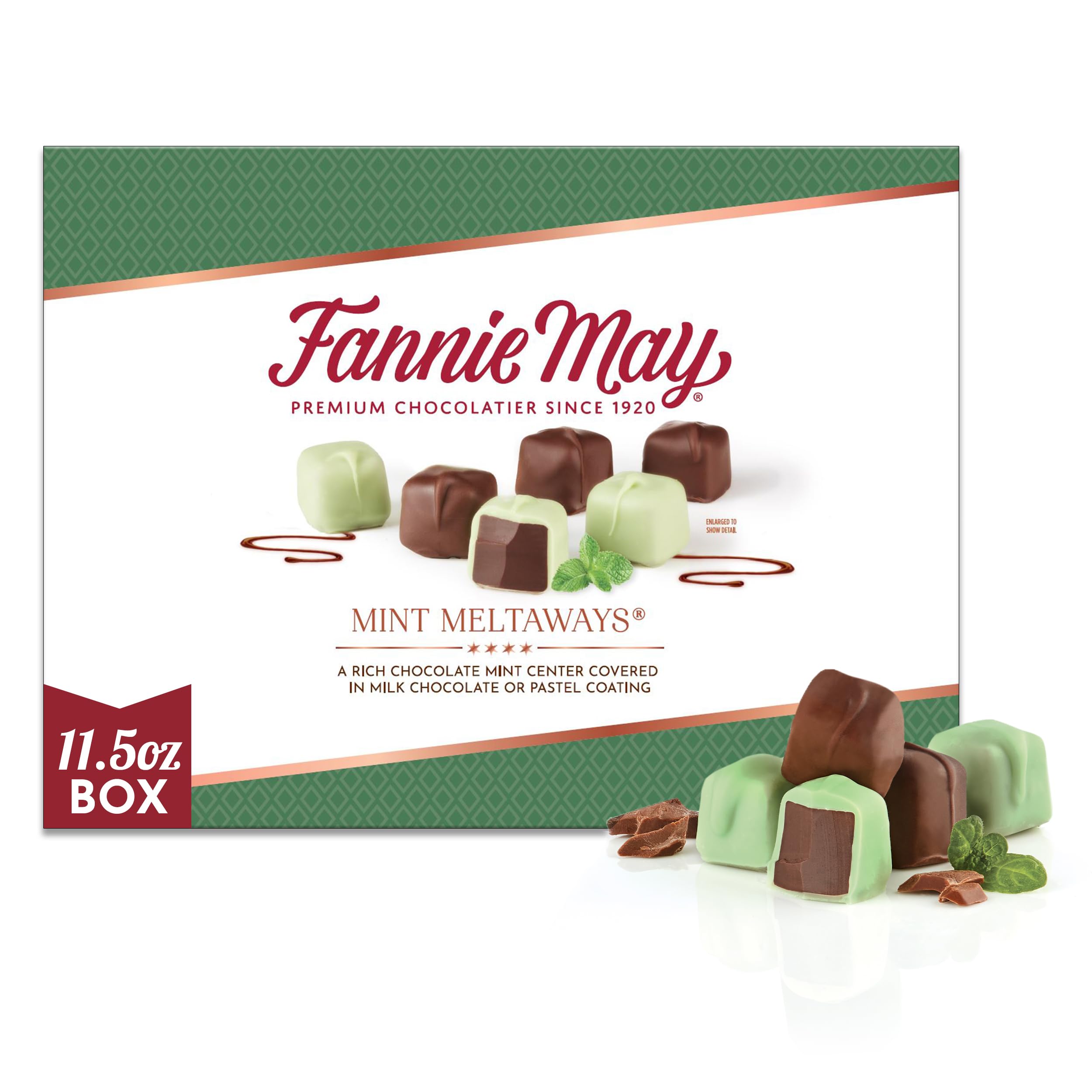 Fannie May, Milk Chocolate Candy, Mint Meltaways, Gift Box, 11.5 oz
