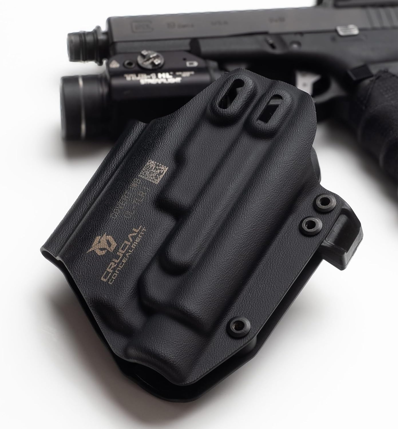 Crucial Concealment® - Ambidextrous Universal Light Holster for TLR-1/TLR-1 HL | Concealment Holster with Light | Adjustable Retention | IWB Holster Clip