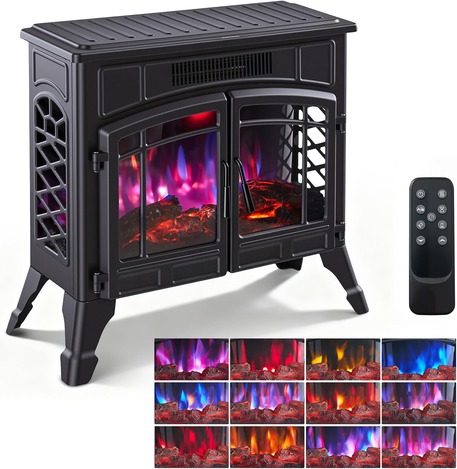 INMOZATA Free Standing Electric Fire Stove with Remote Control