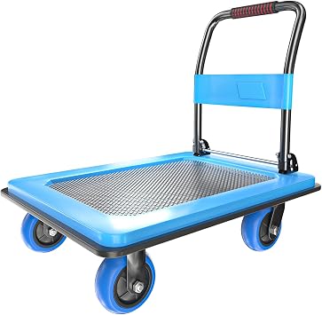 Heavy Duty Platform Truck, Push Cart Furniture Dolly with 1100Lbs Capacity and 5 TPR 360 Degree Swivel Wheels for Loading and Storage 36x24Inch