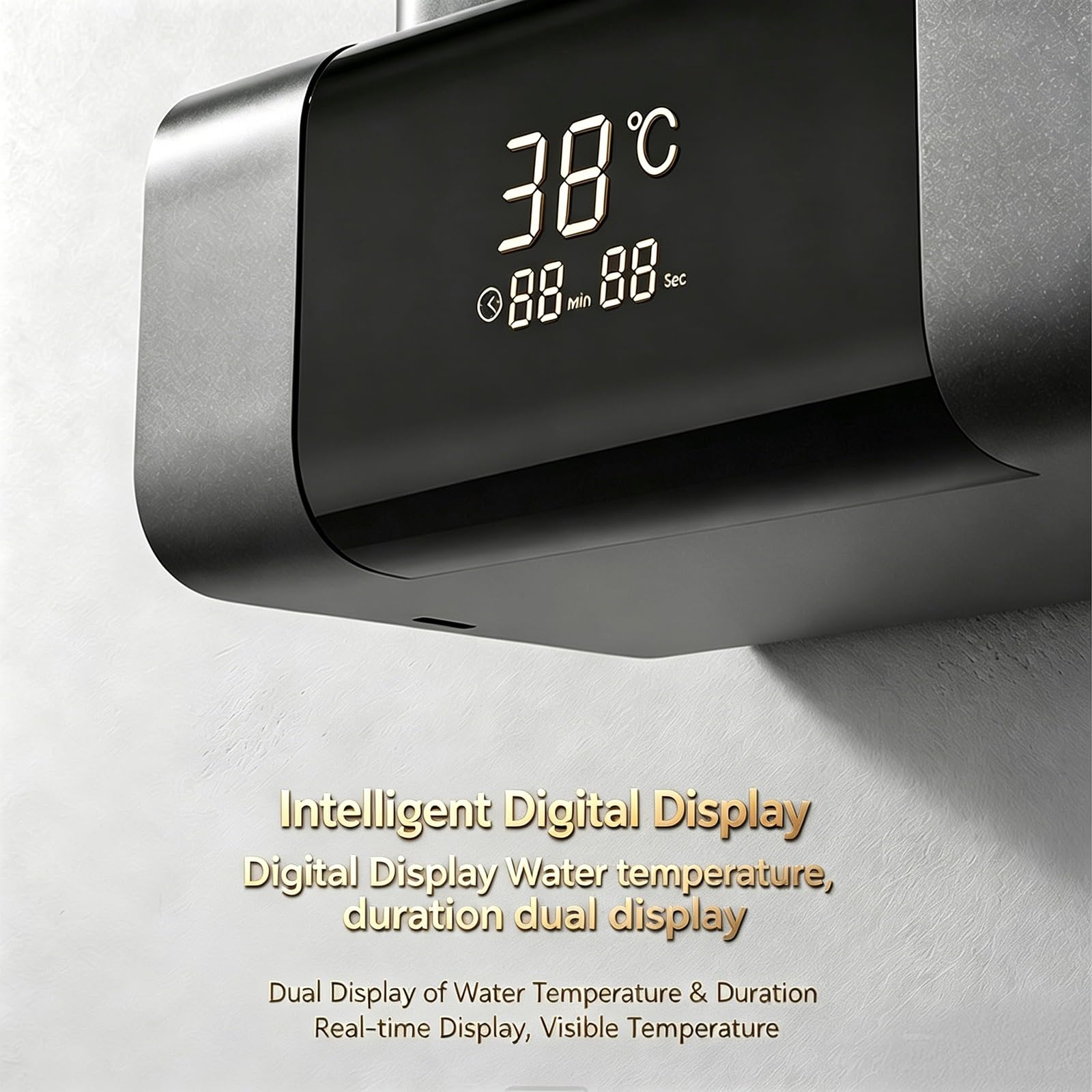Sistema de ducha termostático, pantalla digital LED, modo de lluvia y mano de 6 pulverizaciones, construcción de cobre de alta gama para una experiencia de baño lujosa