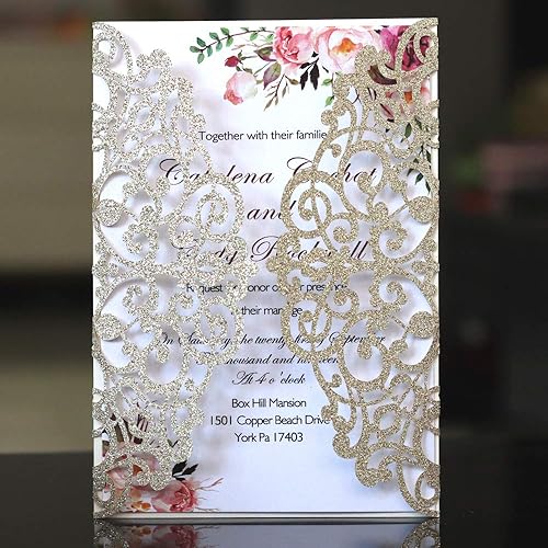 Miniatura 2 de JOFANZA Tarjetas de invitación de boda con lazo y sobres para fiesta de cumpleaños de Qinceanera, fiesta de graduación de fiesta de graduación para