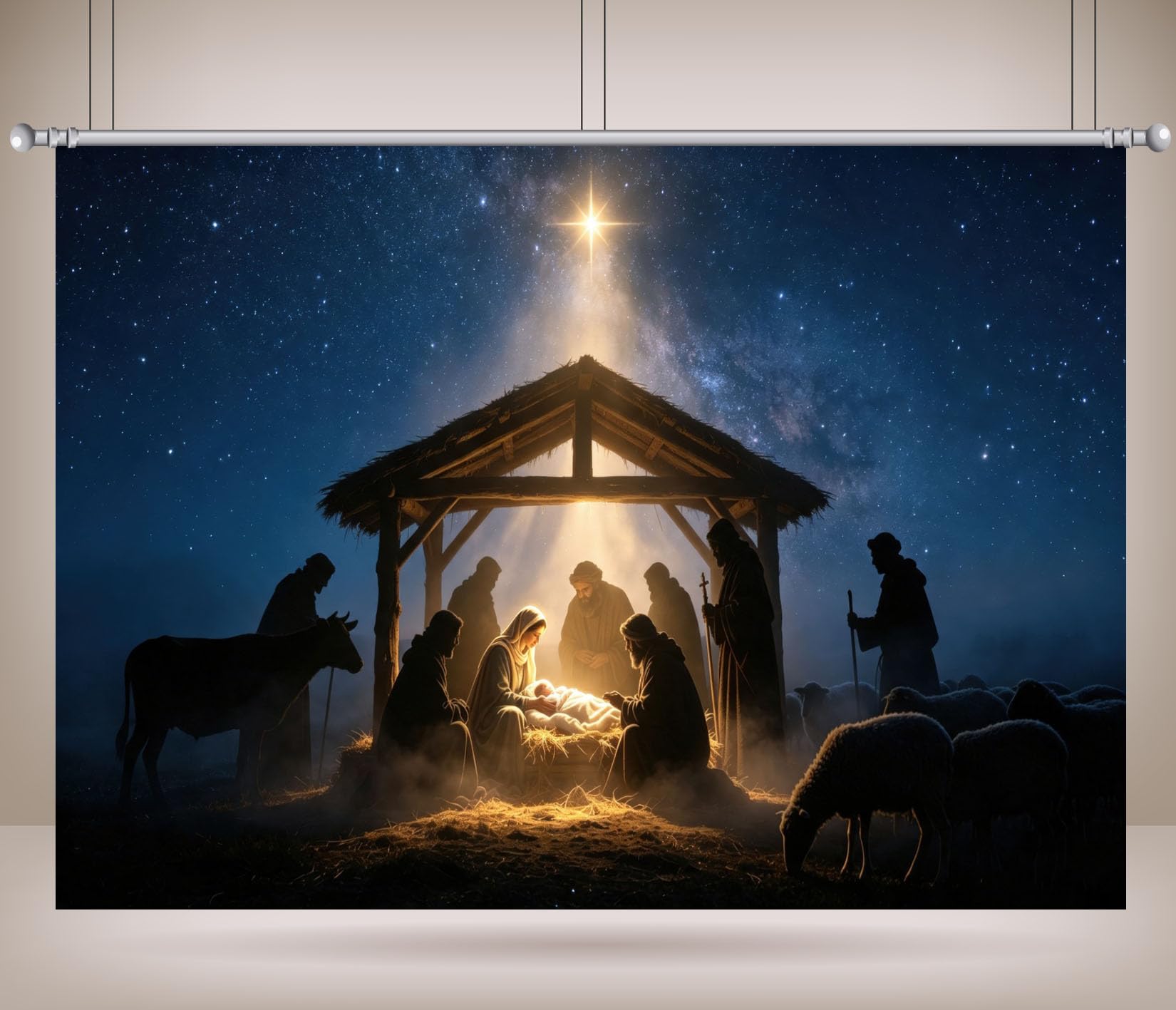 12x10FT (3.6x3m) Stalla Santa Nella Luce Sfondo Fotografico