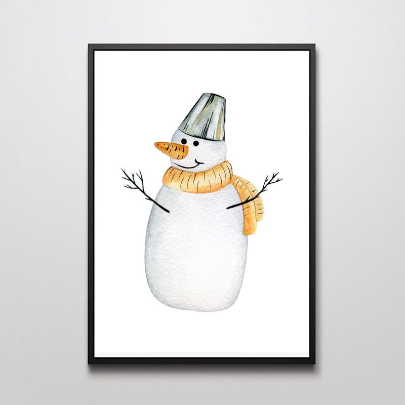 Din A4 Kunstdruck ungerahmt Schneemann mit Schal