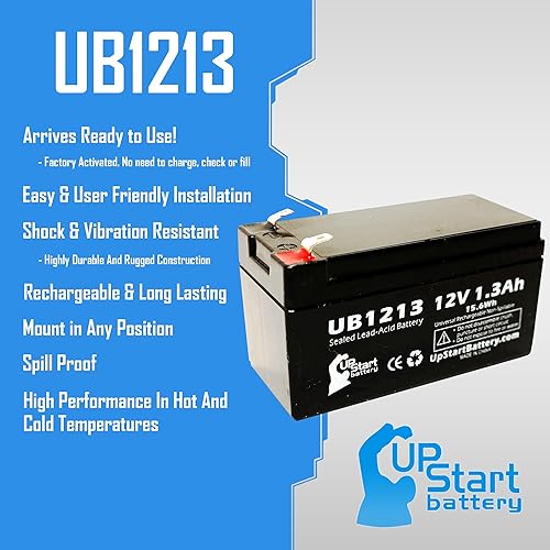 Miniatura 2 de Paquete de 2 baterías de repuesto para Werker WKA12-1.3F Batería de repuesto UB1213 universal sellada de plomo ácido (12 V, 1.3 Ah, 1300 mAh,