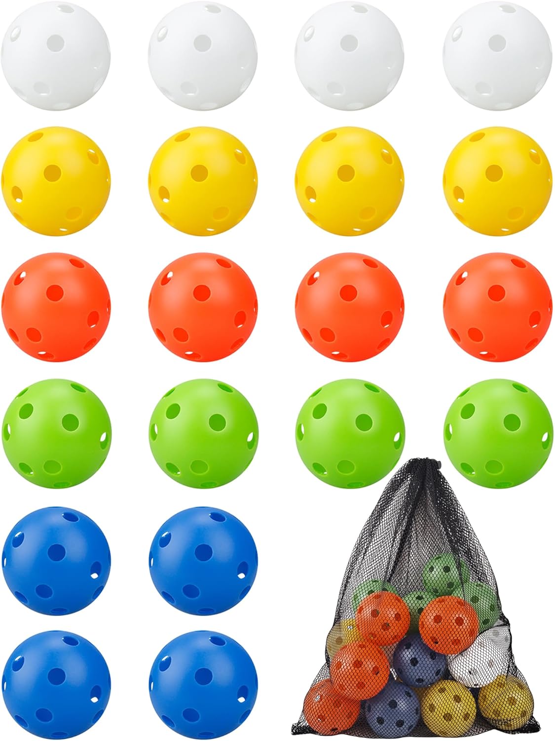 20 Pack Plastic Baseball Practice Balls - Hard Training Baseballs for Batting Hitting Pitching - Hollow Airflow Softball - Limited Flight Lightweight Mini Ball for Indoor & Outdoor Sport 9 Inches
