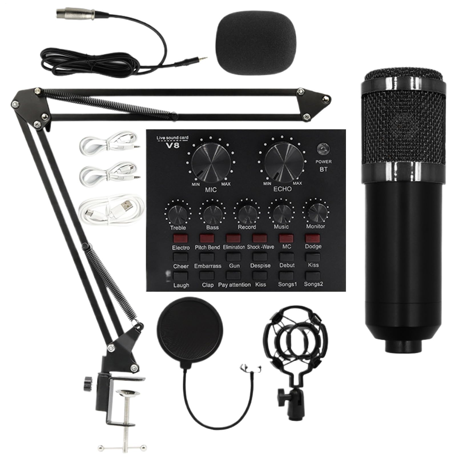 Set di microfoni per registrazione, kit professionale per live streaming, accessori audio facili da usare, forniture complete per la registrazione del suono per, ancore per produzione musicale