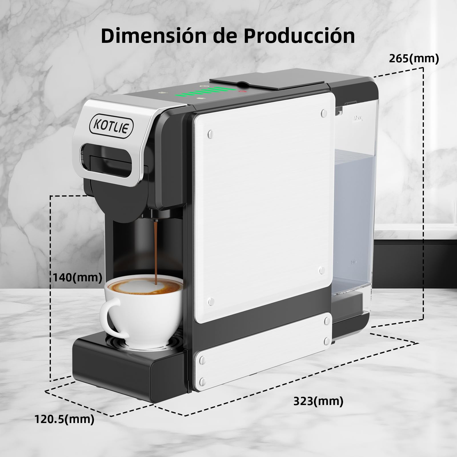 4 en 1 Máquina de Café en Cápsulas 19BAR para Lavazza MIO/Nespresso Original/Dolce Gusto cápsulas y Café Molido, Máquinas Automáticas de Café Espresso en Cápsulas Pequeñas, 1L, 1450 W (BLACK-ES) | 4 en 1 para cápsulas y polvos NES originales, DG*/Mio, 7 c