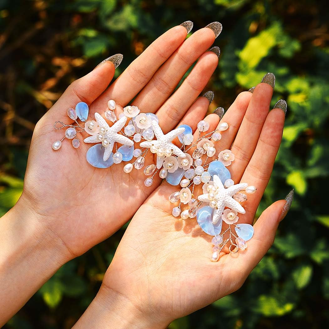 GORAIS Starfish Bride Wedding Hair Vine Mermaid Rhinestone Bridal Hair Pieces Beach Hair Accessories for Women and Girls - Image 7