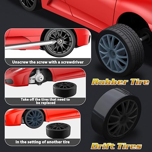 Miniatura 5 de Auto de control remoto RC Drift Car 2.4GHz escala 124 4WD 15KMH Modelo de vehículo de alta velocidad con luces LED Drifting Tire Racing Sport Toy