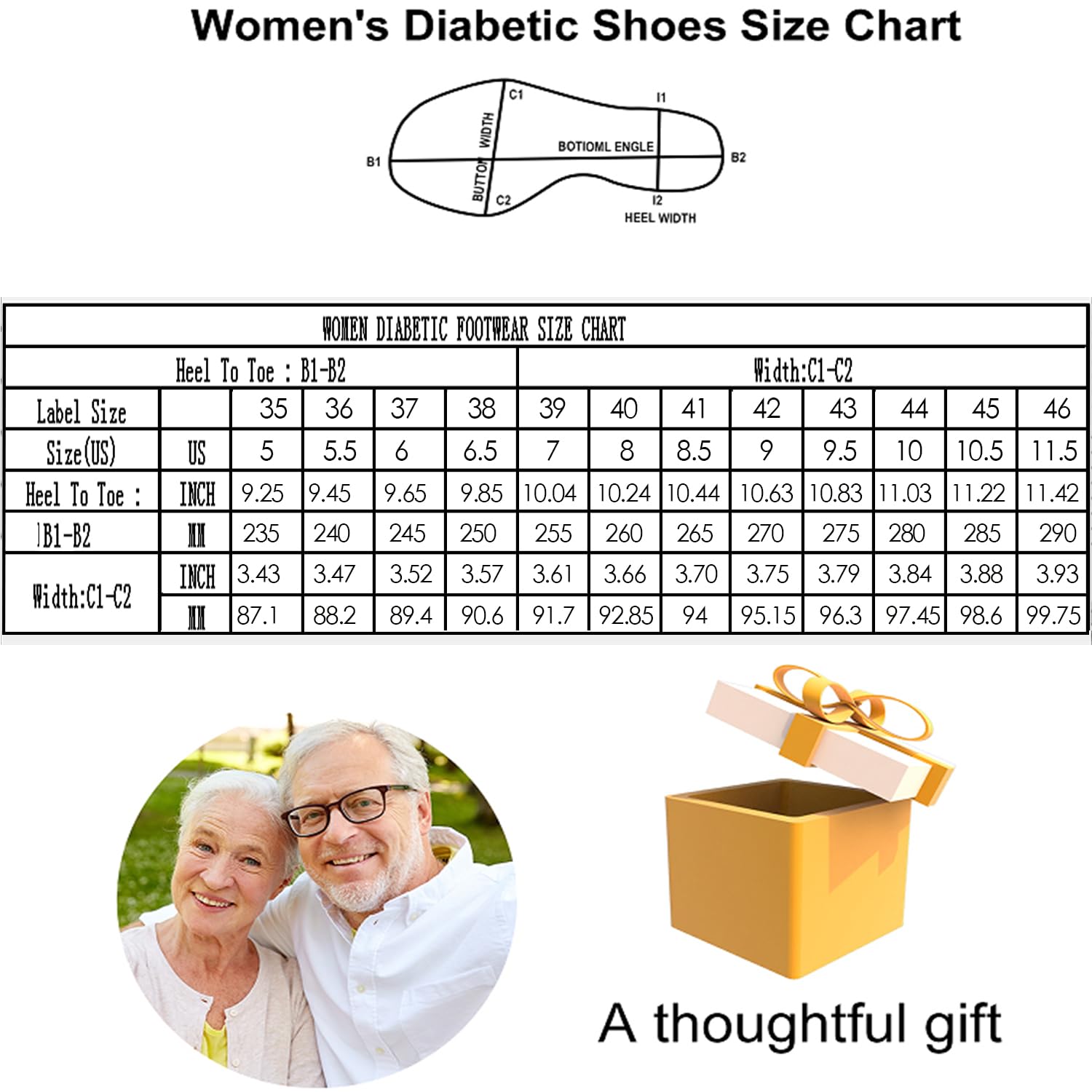 Bequeme, Weite Laufschuhe für Senioren – atmungsaktive Diabetikerschuhe, geschlechtsneutral, sanft zu geschwollenen Knöcheln und Füßen,Schwarz,40