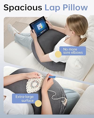 Miniatura 2 de ENITYA Almohada ergonómica extra grande para juegos y lectura con soporte de brazo y codo, almohada de regazo en forma de U para adultos y niños