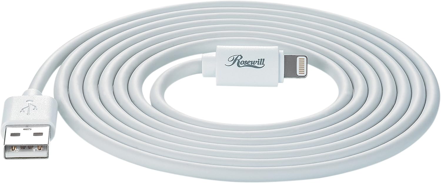Rosewill RCCC-16001 Lightning Charging Syncing Cable, White, 6ft, MFi Certified
