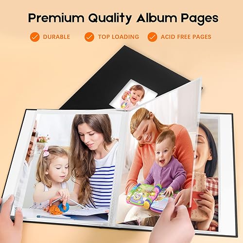 Miniatura 6 de Aevdor Álbum de fotos de 11 x 14 pulgadas con capacidad para 64 fotos, portafolio de arte con cubierta de lino de 11 x 14 pulgadas, carpeta de arte