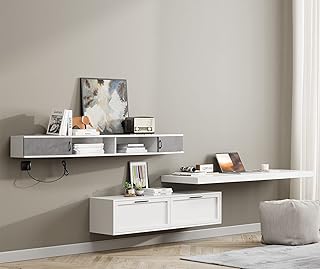 WAMPAT Wall Mounted Media Console with Power Outlets 70