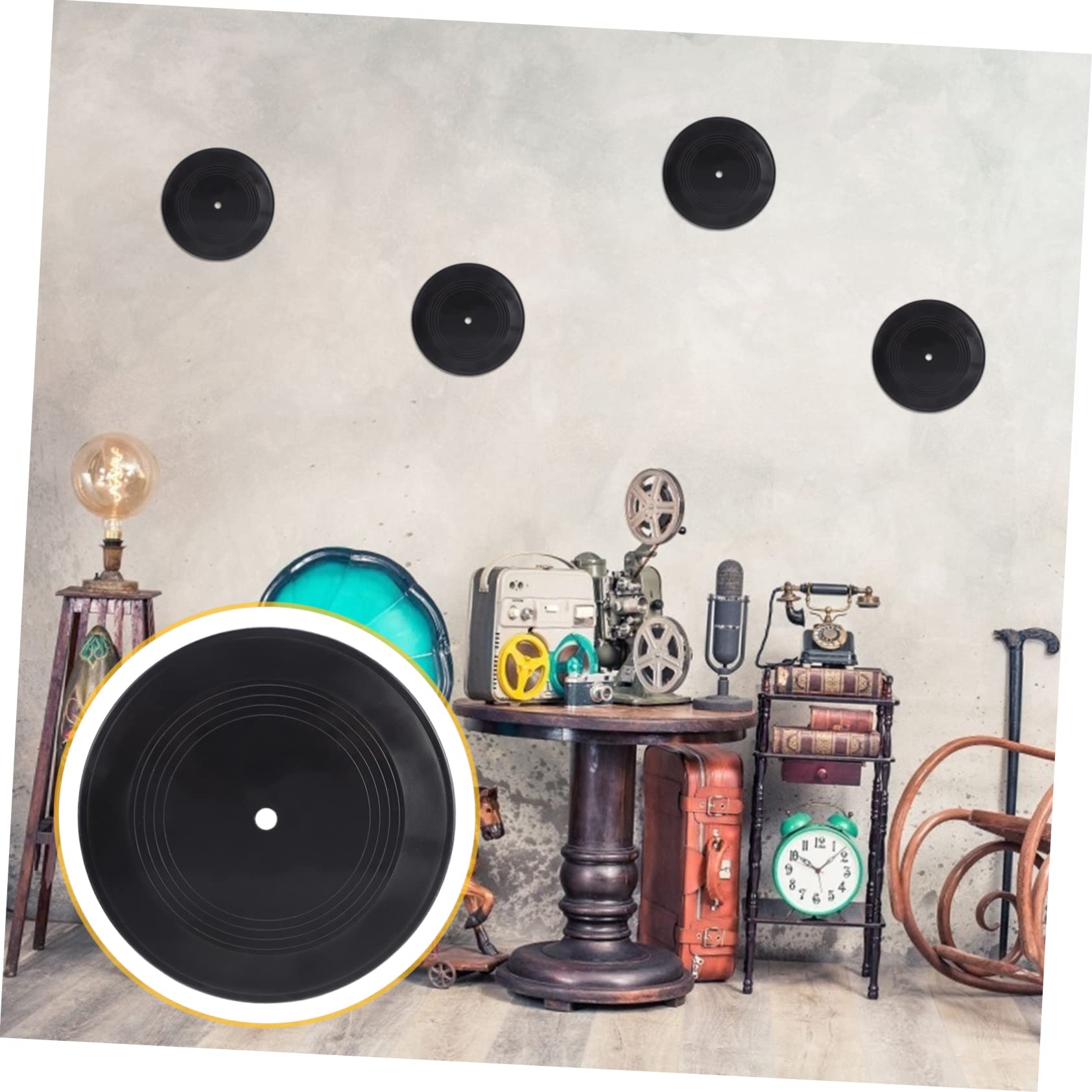 HOMSFOU 100pezzi Decorazioni Murali Vinile Nero Per Interni Adornamenti Retro Per Amanti Della Musica Per Feste Tema Hip-hop e Disco