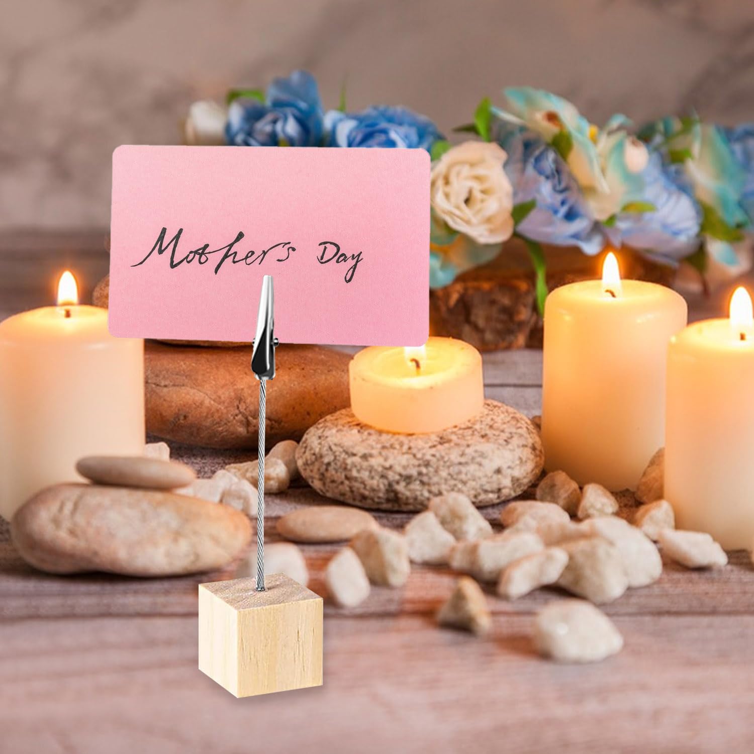 Lot De 20 Pinces à Photos Sur Pied – Support Photo En Bois Et Métal – Hauteur 11,5 Cm – Pour Décoration Maison, Bureau, Mariage – Blanc - 2