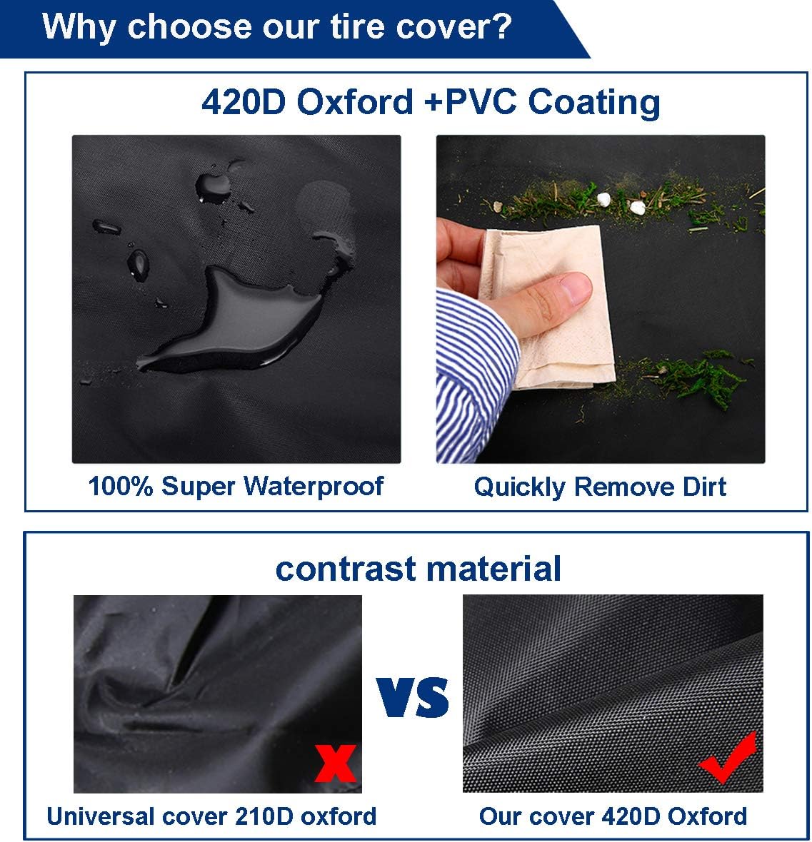 Aebitsry Tire Covers for RV Wheel, (4 Pack) Wheel Covers Waterproof Oxford Sun UV Tires Protector for Trailer, Camper,Universal Fits 24" to 32" Car Tire Diameter (Black, 27"-29") : Automotive