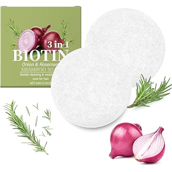 2 x Onion Biotin Shampoo Bar Onion Rosemarin Shampoo Bar Biotin Hair Soap Hair Loss Onion Rosemary Hair Soap for Hair Growth Deep Cleansing and Improving the Scalp for All Hair Types