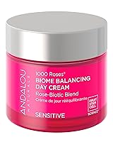 Vista 1 de Andalou Naturals 1000 Roses Skin Biome Crema de día equilibrante – Hidratante facial ligero con células madre de rosas alpinas, postbióticos