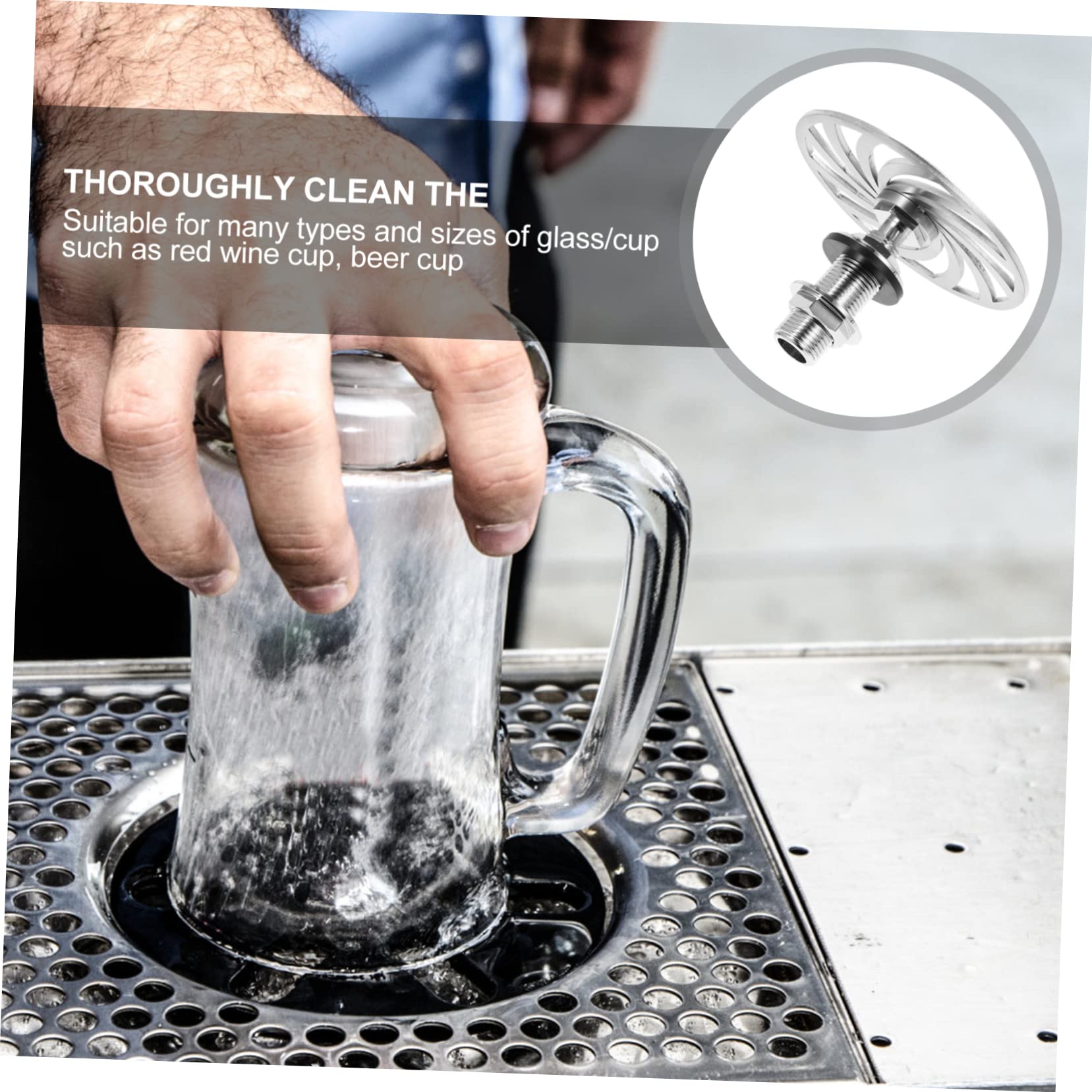 SHINEOFI Lavadora Automática de Copas de Acero Inoxidable Alta Presión y Descarga Multidireccional para Bares y Tiendas de Té
