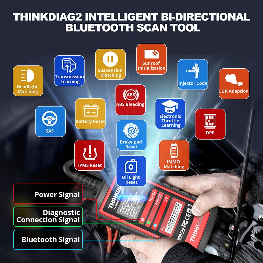 thinkcar obd2 Diagnosegerät,ThinkDiag 2 Bluetooth OBD2 Diagnose Scanner für Alle Fahrzeuge mit 15 Reset Funktionen für Alle System Diagnosen,Autodiagnose Unterstützung OBDII/EOBD/CAN-FD Protokoll…